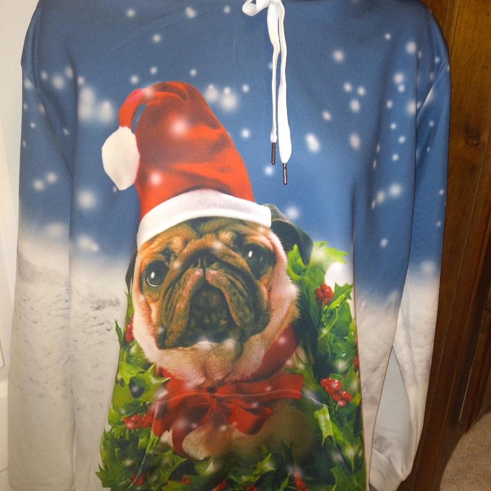 Pug Christmas Hoodie NWOT - Picture 2 of 6